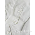 Polyester Cotton White Jacquard Long-sleeved Shirt for Men